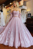 Light Pink Tulle Applique Prom HZ0307