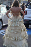 Cold Shoulders Light Blue Sequin Tulle Long Formal HZ0307