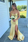 Strapless Gold Metallic Mermaid Long Prom HZ0307