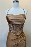 Blue Beaded Corset Mermaid Long Formal HZ0307