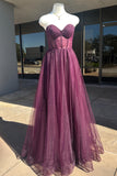 Grape Sweetheart Corset A-line Long Prom HZ0307