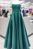 Starps Green Satin A-line Long Prom HZ0307