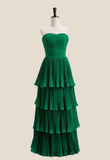 Strapless Pink Chiffon Pleated Tiered Maxi HZ0307