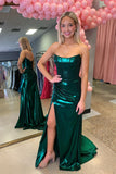 Strapless Purple Metallic Draped Prom HZ0307