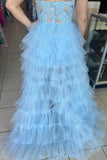 Sweetheart Light Blue High Low Tulle Ruffles HZ0307