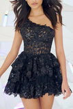 LTP1851,Luxury One Shoulder Applique Beaded Floral Homecoming HZ0307