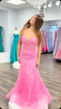 Straps Orange Lace Mermaid Long Formal HZ0307