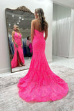 Halter Red Lace Mermaid Long Formal HZ0307