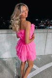 LTP1503,Hot Pink Homecoming Dresses,Tulle Short Party HZ0307