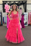 Light Blue Corset Tulle Tiered Ruffles A-line Long Prom HZ0307