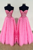 Sweetheart Lace and Tulle Tiered Ruffles Prom HZ0307