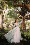 Embroidery Lace V-Neck Ivory Wedding HZ0307