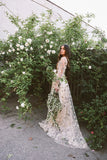 Lovely Starry V-neck Tulle Prom Dresses Long Sleeves Celebrity HZ0307