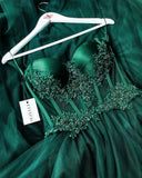 LTP1645,Emerald Corset Tulle Prom Gown Evening Wedding Dress Cocktail Sweetheart Neckline Beaded Lace Bridal HZ0307