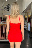 Spaghetti Straps Satin Bodycon Homecoming HZ0307