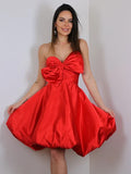 LTP1421,Princess Red Bowknot Sweetheart Satin Cheap Homecoming HZ0307