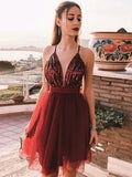 LTP1373,Sleeveless Spaghetti Straps A-Line/Princess Sequin Tulle Short/Mini Homecoming HZ0307