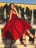 LTP1375,A-Line/Princess Sweetheart Sleeveless Organza Ruffles Tea-Length Homecoming HZ0307