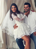 LTP1211,A-Line/Princess Scoop Applique Long Sleeves Lace Short/Mini Wedding HZ0307