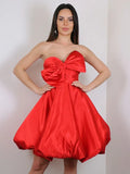 LTP1421,Princess Red Bowknot Sweetheart Satin Cheap Homecoming HZ0307