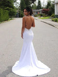 LTP1209,Train Trumpet/Mermaid Stretch Sweep/Brush Lace Straps Sleeveless Spaghetti Crepe Wedding HZ0307