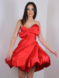 LTP1421,Princess Red Bowknot Sweetheart Satin Cheap Homecoming HZ0307