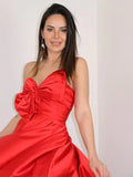 LTP1421,Princess Red Bowknot Sweetheart Satin Cheap Homecoming HZ0307