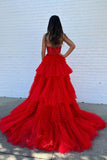 Hot Pink Sweetheart Prom Dress, Fuchsia Tiered Ruffles Evening HZ0307