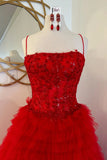 Spaghetti Straps Layers A-Line Prom HZ0307