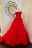 Spaghetti Straps Layers A-Line Prom HZ0307