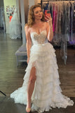 White Layers Tired Prom Dress, Spaghetti Straps Lace Evening HZ0307