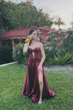 Sweetheart Burgundy Keyhole A-lin Long Prom HZ0307