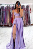Straps Black Satin Beaded A-line Long Formal HZ0307