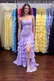 Spaghetti Straps Yellow Lace Appliques Mermaid Formal HZ0307