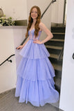 Pink Corset Tulle Ruffles A-line Formal HZ0307