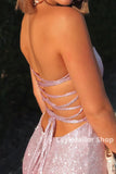Glitter Pink Sheath Evening Prom HZ0307