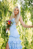 Knotted Sage Ruffles Tiedred Maxi HZ0307