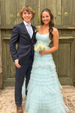 Straps Periwinkle Tulle Tiered Ruffles Formal HZ0307