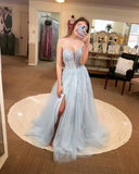 Pink Lace Appliques A-line Long Formal HZ0307