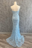 Straps Corset Light Blue Beaded Long Formal HZ0307