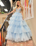 Straps Tulle Ruffle Long Formal HZ0307