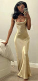 LTP1271, Super Shiny Cream Crystal Satin Long Prom Dresses High Quality Spaghetti Straps Mermaid Bridesmaid HZ0307