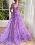 Purple A-Line Butterflies Appliques Prom HZ0307
