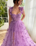 Purple A-Line Butterflies Appliques Prom HZ0307