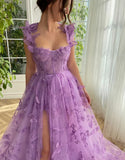 Purple A-Line Butterflies Appliques Prom HZ0307