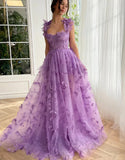 Purple A-Line Butterflies Appliques Prom HZ0307