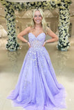 Lilac Applique Beaded Long Prom HZ0307