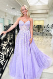 Lilac Applique Beaded Long Prom HZ0307