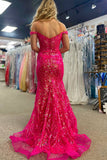 Off The Shoulder Lace Sequins Long Prom HZ0307