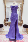 Straps Cowl Neck Purple Mermaid Formal HZ0307